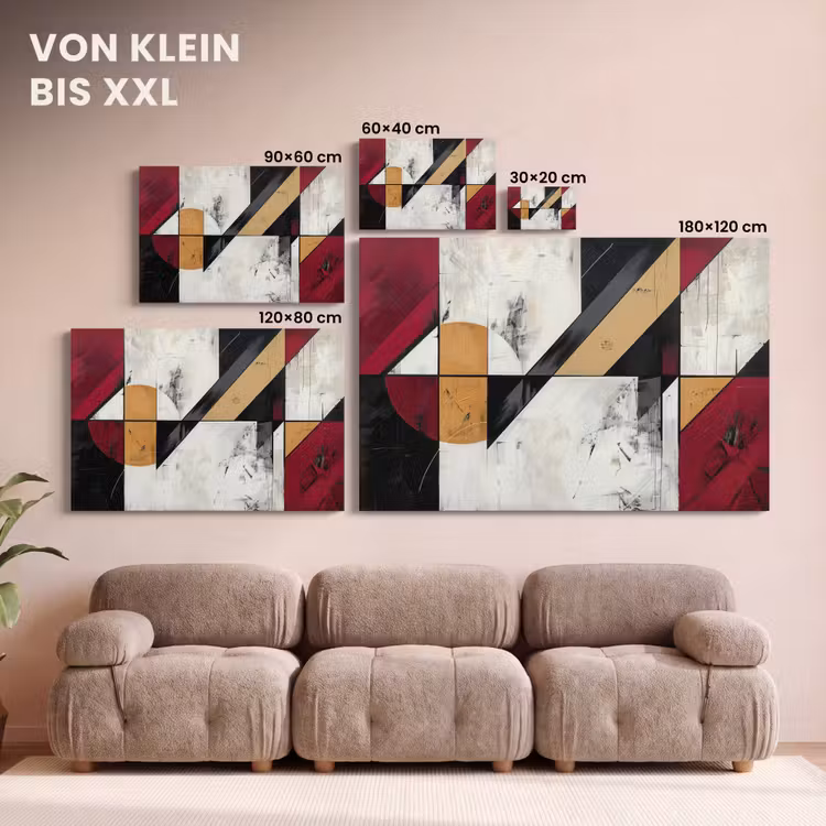 Modern - Abstract - Geometrisch - Rood - Industrieel canvas 2cm klein -Xsfeer8_DE