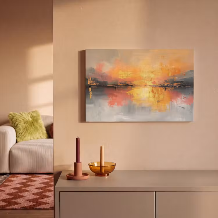 Modern - Abstract - Goud - Roze canvas 2cm klein -sfeer1