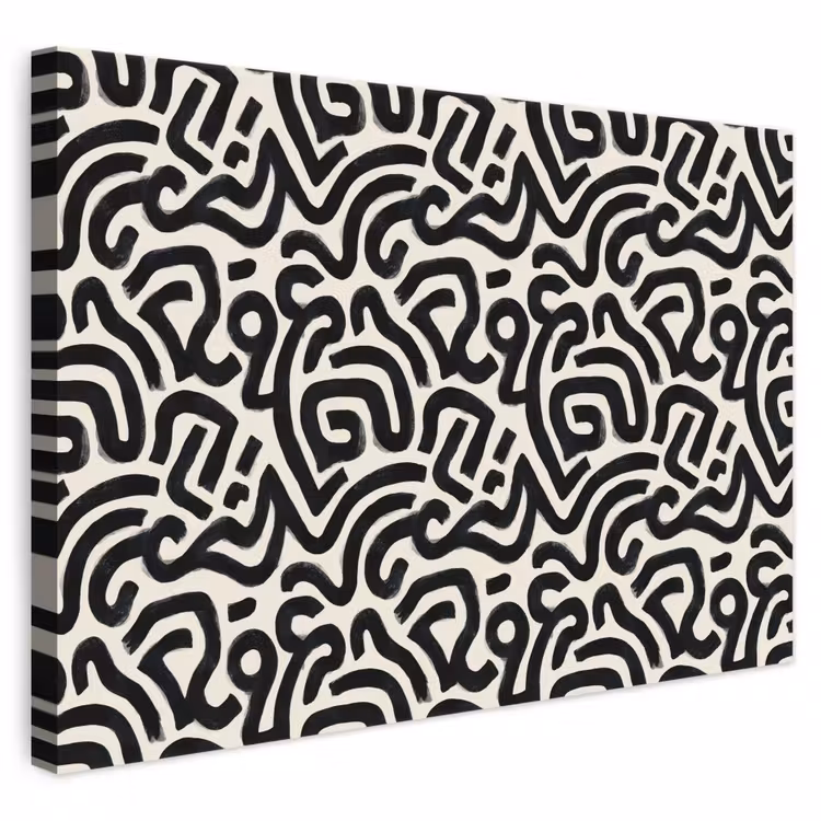 Modern - Abstract - Zwart canvas 2cm klein 34 -3d
