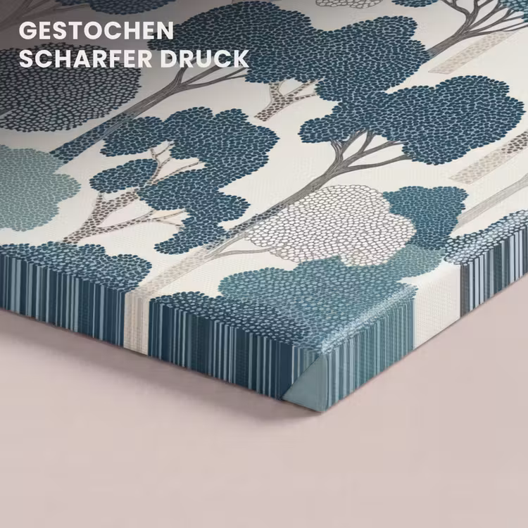 Modern - Bomen - Bos - Patroon - Blauw canvas 2cm klein 34 -closeup_print_DE