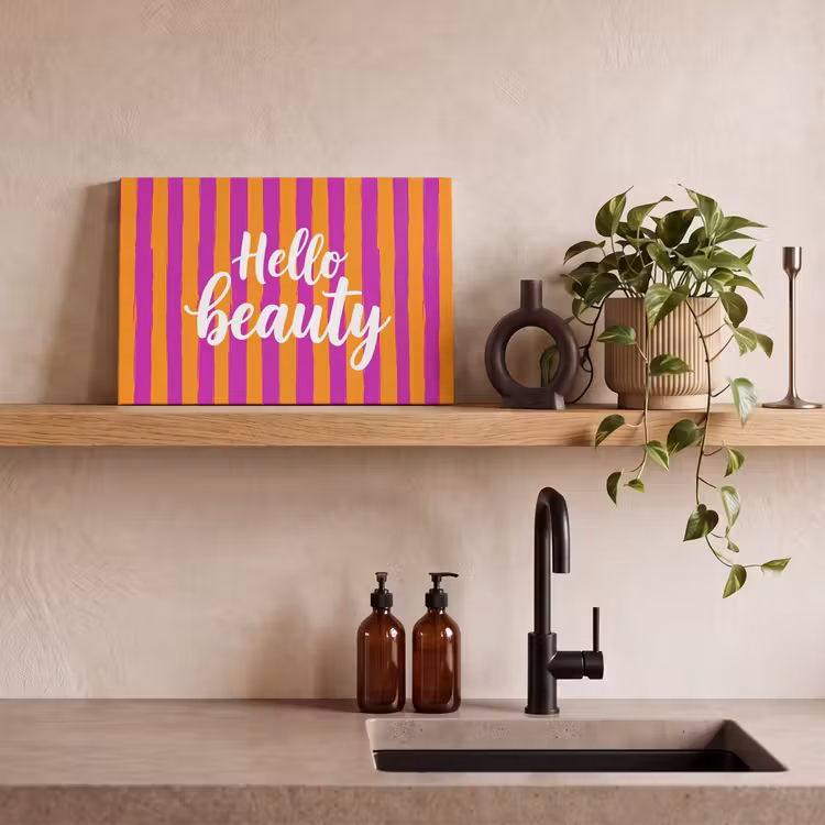 Modern - Hello - Oranje canvas 2cm klein -closeup_print_DE