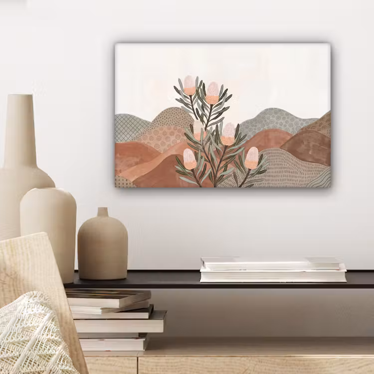 Modern - Heuvels - Terracotta canvas 2cm klein -closeup_print_DE