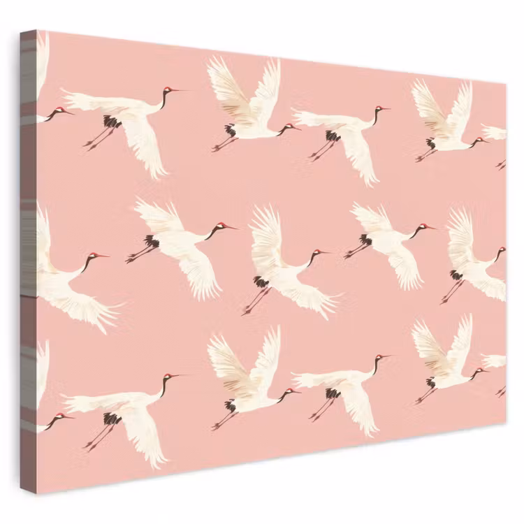 Modern - Kraanvogels - Roze canvas 2cm klein 34 -3d