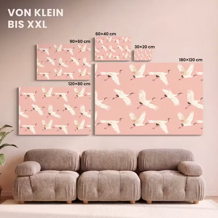 Modern - Kraanvogels - Roze canvas 2cm klein 34 -Xsfeer8_DE
