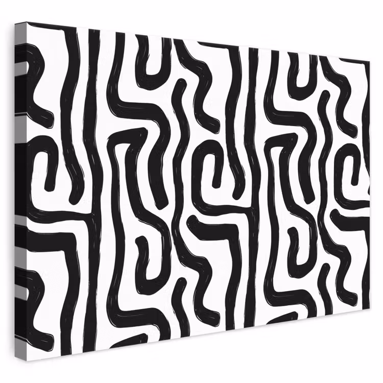 Modern - Lijnen - Zwart canvas 2cm klein 34 -3d