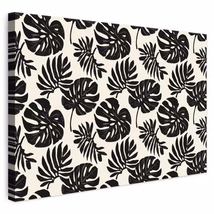 Modern - Monstera - Zwart canvas 2cm klein 34 -3d