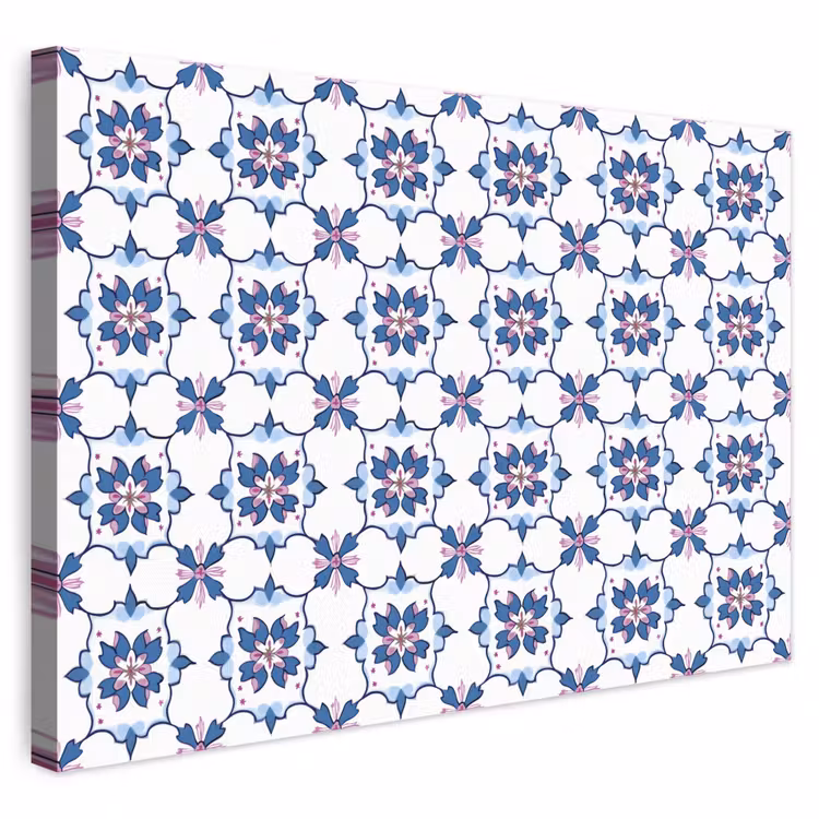 Modern - Patroon - Blauw - Roze canvas 2cm klein 34 -3d