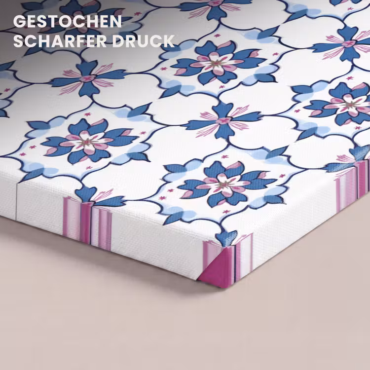 Modern - Patroon - Blauw - Roze canvas 2cm klein 34 -closeup_print_DE