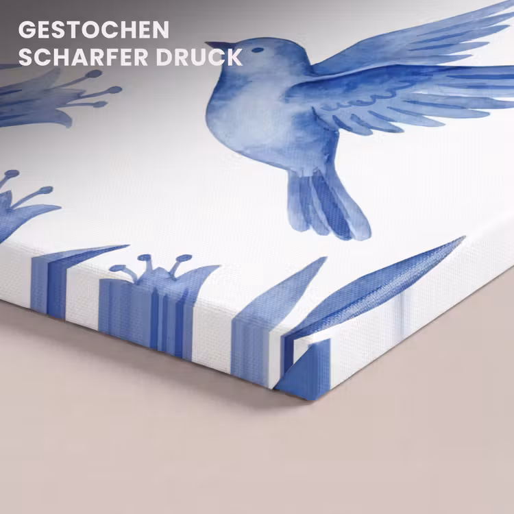 Modern - Vogels - Delfts - Blauw canvas 2cm klein -uniquesellingpoint_afwerking-onlywow_DE