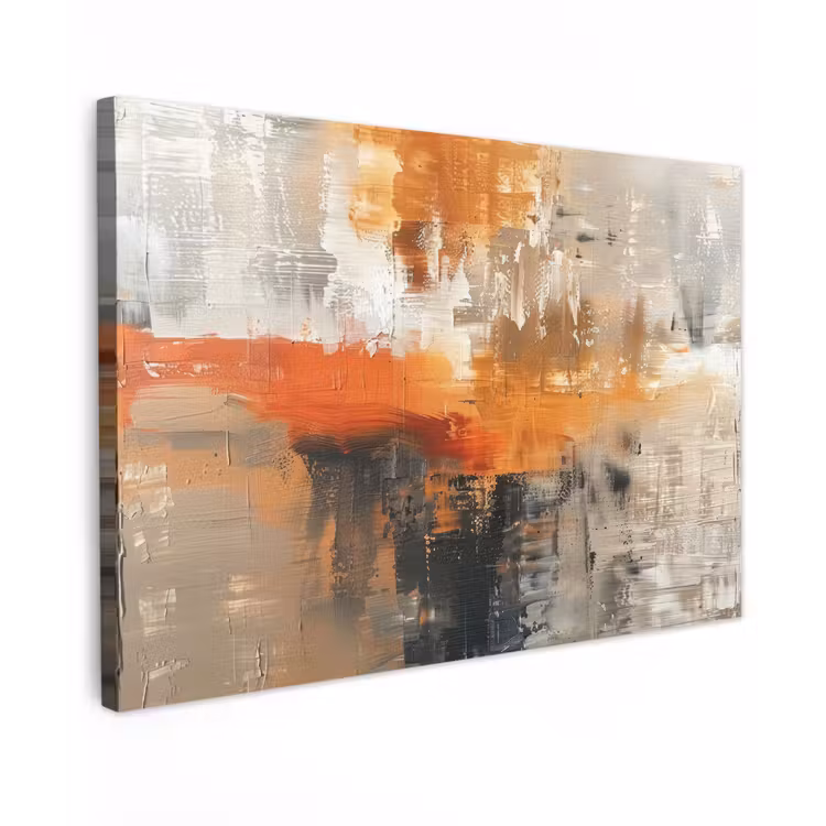 Moderne kunst - Abstract - Goud - Grijs canvas 2cm klein -z3d