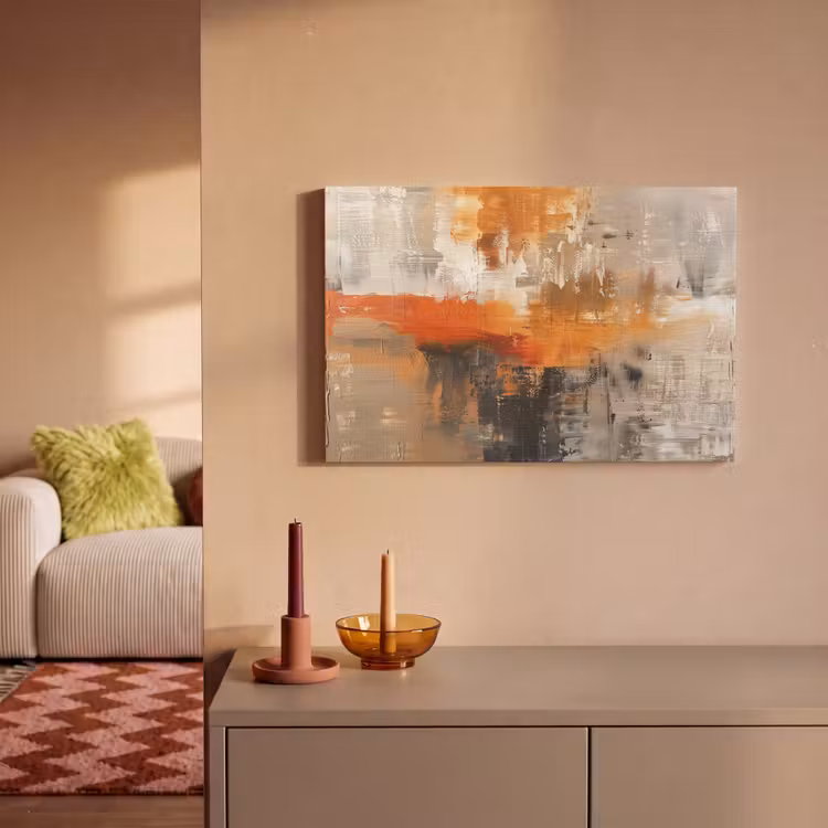 Moderne kunst - Abstract - Goud - Grijs canvas 2cm klein -sfeer1
