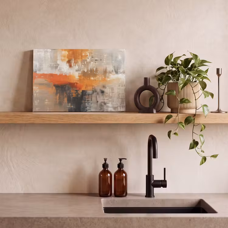 Moderne kunst - Abstract - Goud - Grijs canvas 2cm klein -sfeer3