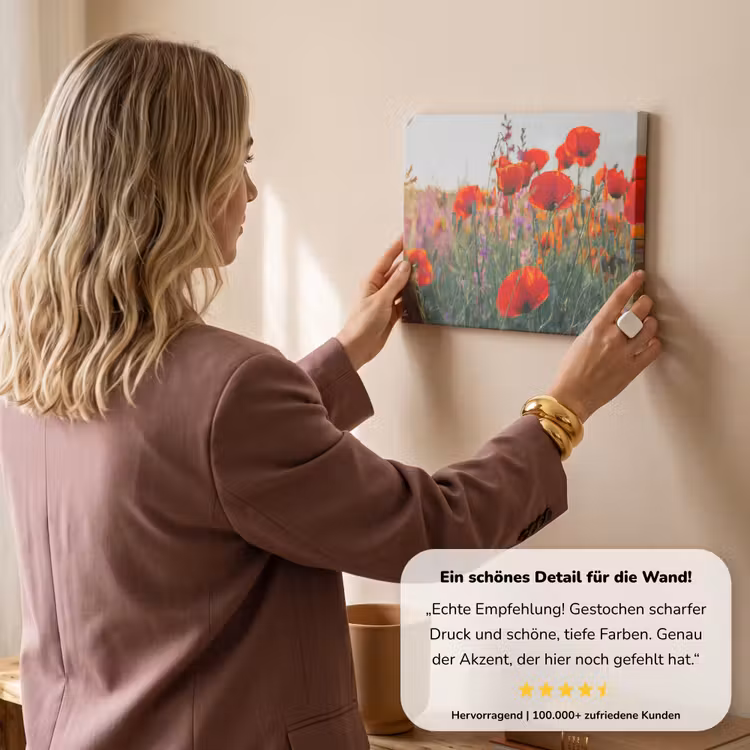 Klaproos - Bloemen - Rood - Paars - Weide canvas 2cm klein -Xsfeer7_DE