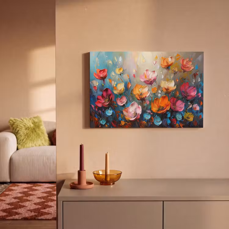 Klaprozen - Bloemen - Kunst - Botanisch canvas 2cm klein -sfeer1