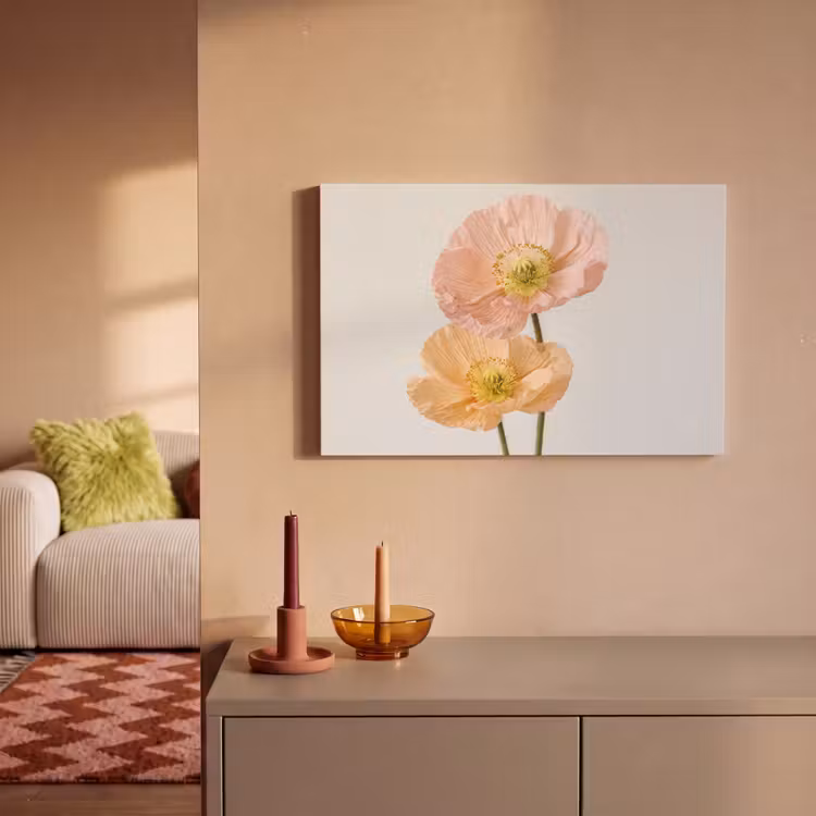 Papavers - Botanisch - Roze canvas 2cm klein -sfeer1