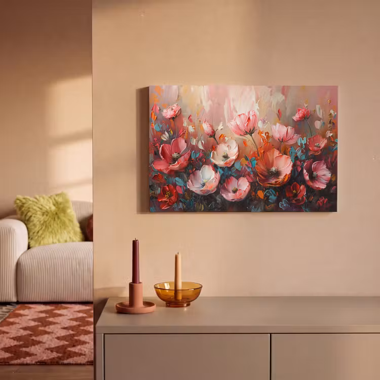 Klaprozen - Roze - Bloemen - Botanisch - Kunst canvas 2cm klein -sfeer1