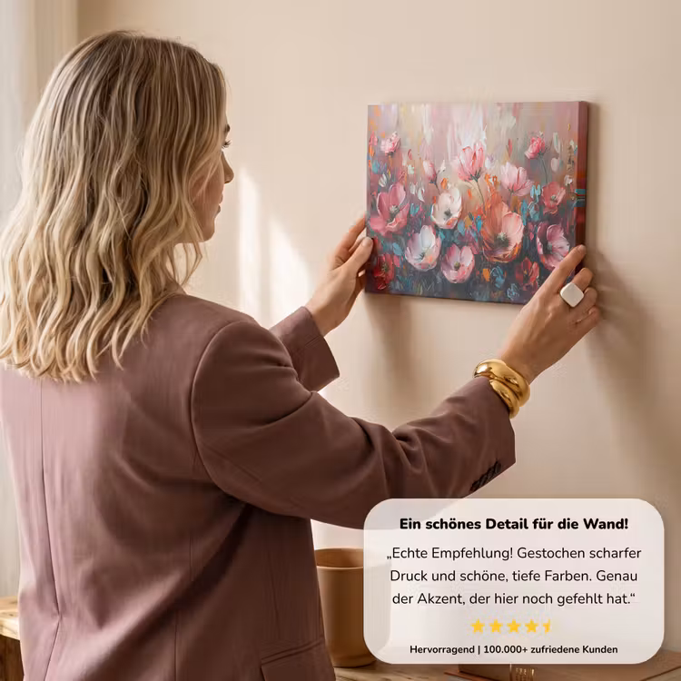 Klaprozen - Roze - Bloemen - Botanisch - Kunst canvas 2cm klein -sfeer3