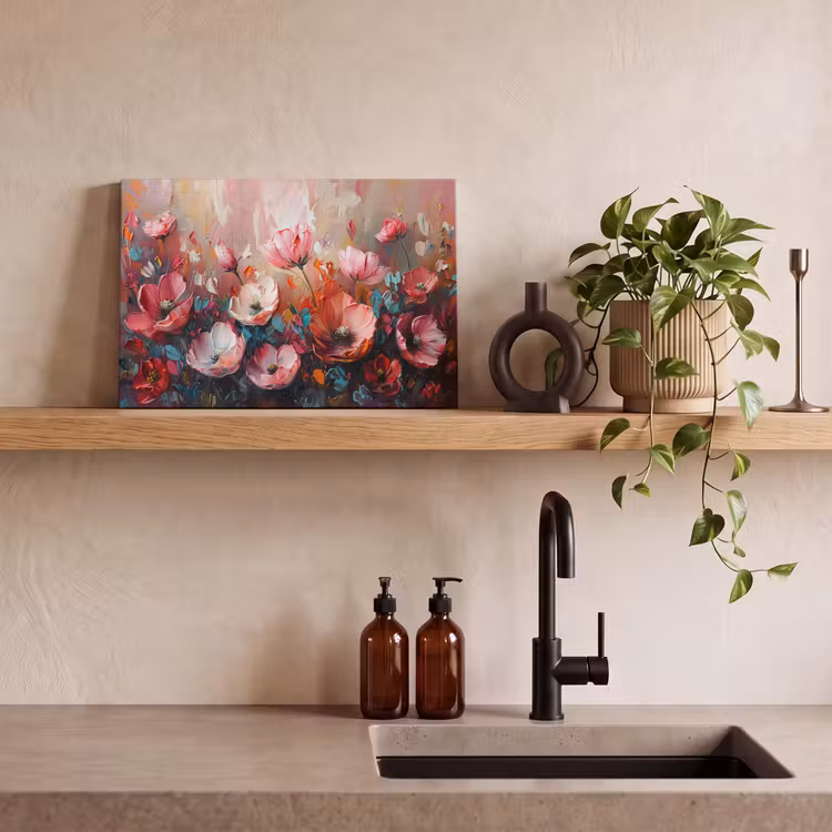 Klaprozen - Roze - Bloemen - Botanisch - Kunst canvas 2cm klein -sfeer6