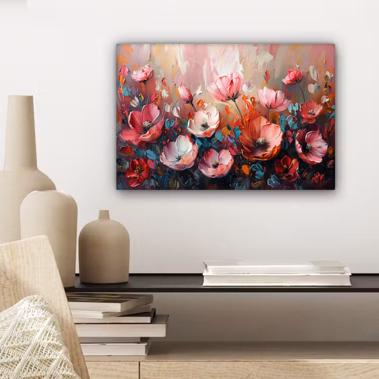 Klaprozen - Roze - Bloemen - Botanisch - Kunst canvas 2cm klein -closeup_print_DE