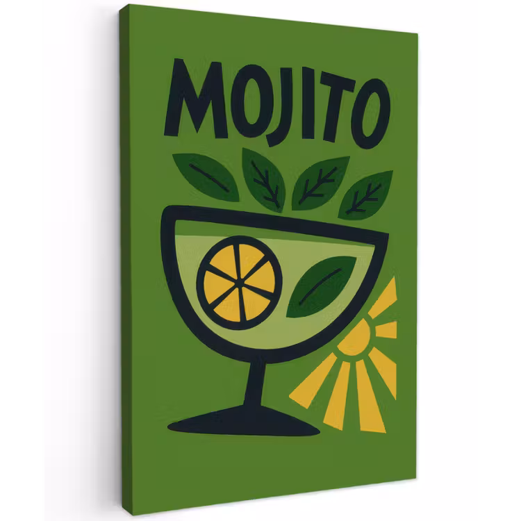 Mojito - Cocktail - Citroen - Groen canvas 2cm klein -z3d