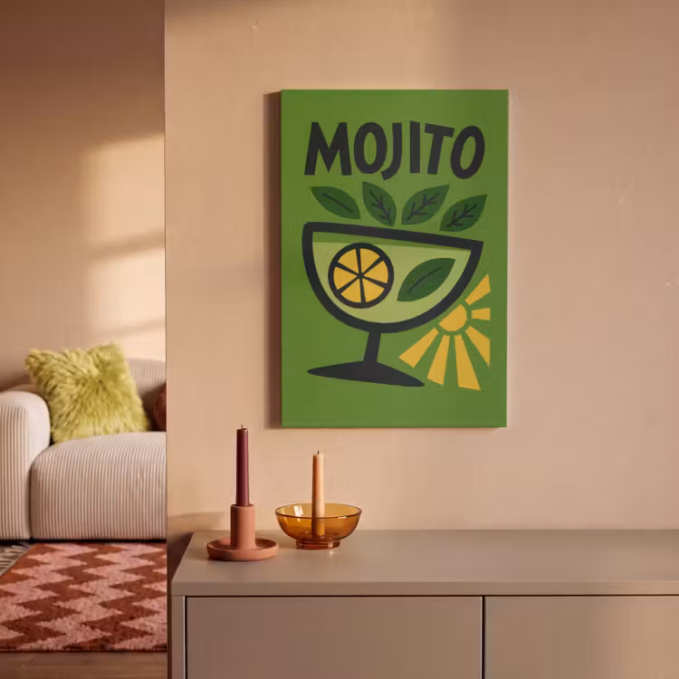 Mojito - Cocktail - Citroen - Groen canvas 2cm klein -sfeer1