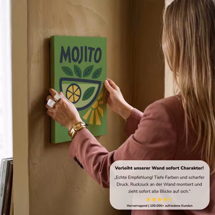 Mojito - Cocktail - Citroen - Groen canvas 2cm klein -sfeer3