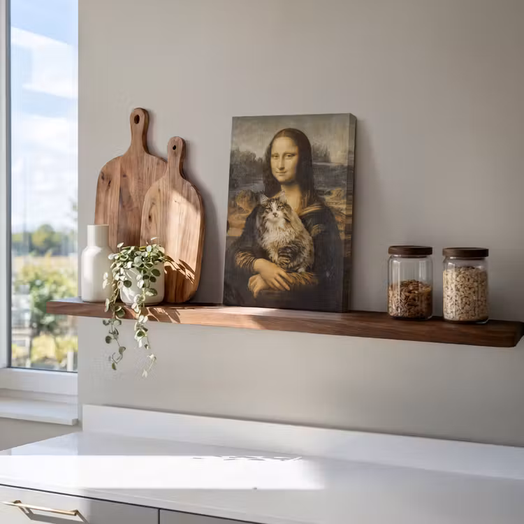 Mona Lisa - Kat - Leonardo da Vinci - Vintage - Kunstwerk - Oude meesters - Schilderij canvas 2cm klein -atmosphere_sfeer3_global