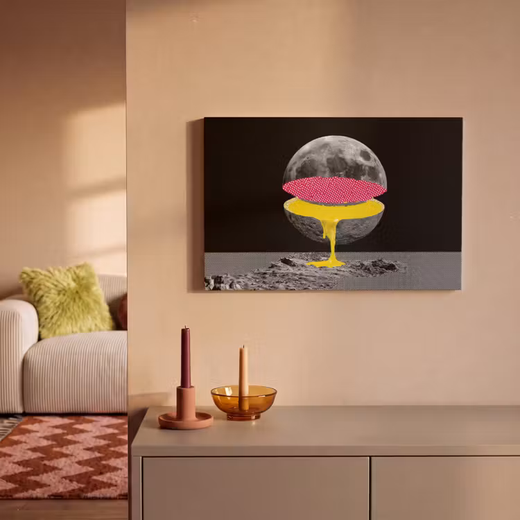 Maan - Geel - Roze - Zwart canvas 2cm klein -sfeer1