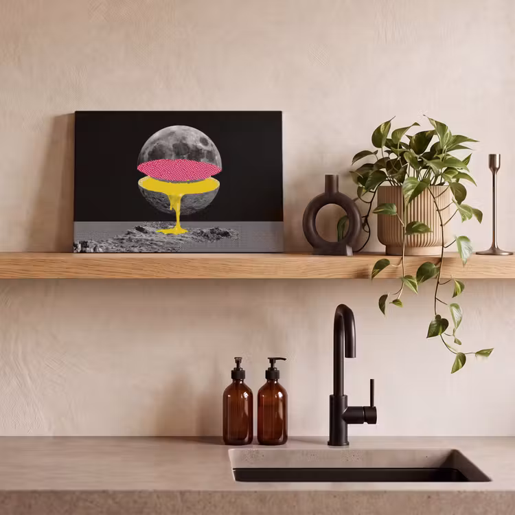 Maan - Geel - Roze - Zwart canvas 2cm klein -closeup_print_DE