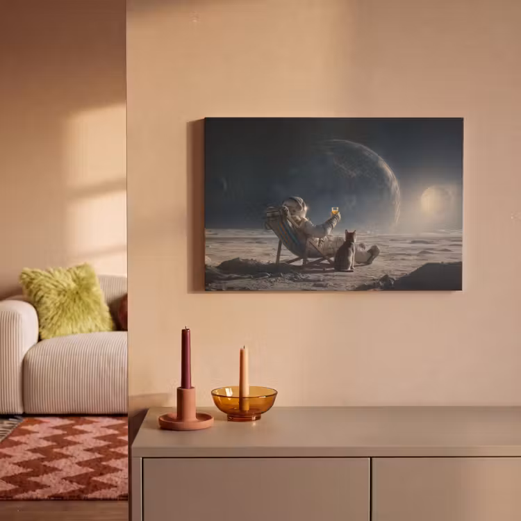 Maan - Kat - Astronaut - Ruimte canvas 2cm klein -sfeer1