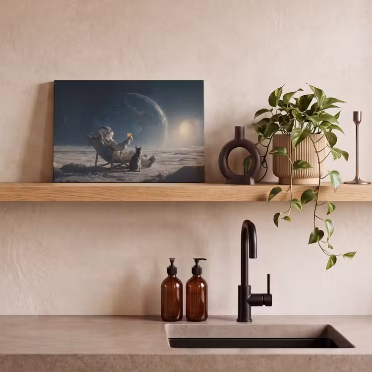 Maan - Kat - Astronaut - Ruimte canvas 2cm klein -sfeer6