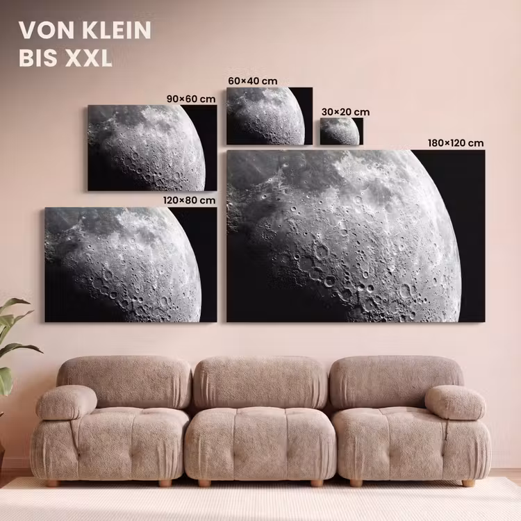 Leinwandbild - Mond – Krater – Weltraum - Maan - Kraters - Ruimte canvas 2cm klein