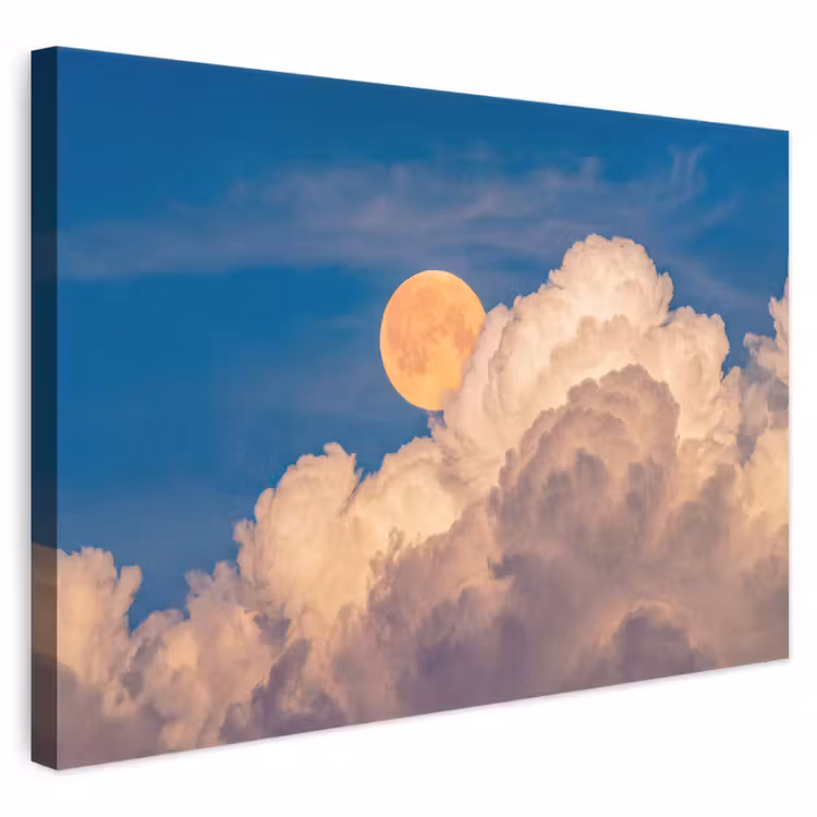 Maan - Wolken - Natuur - Oranje canvas 2cm klein -3d