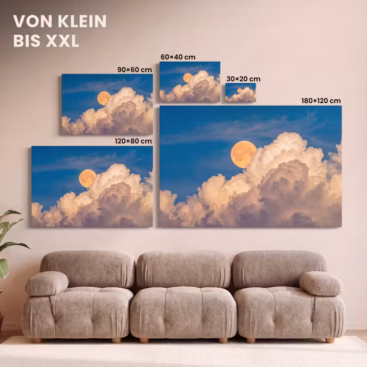 Maan - Wolken - Natuur - Oranje canvas 2cm klein -Xsfeer8_DE