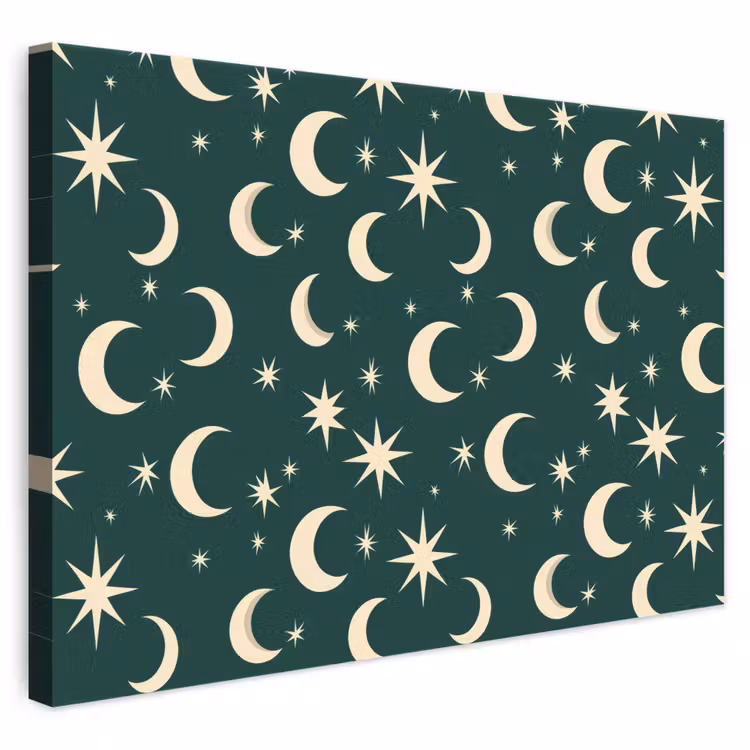Manen - Sterren - Groen canvas 2cm klein 34 -3d