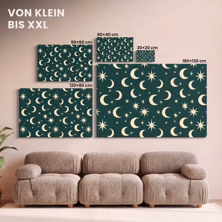 Manen - Sterren - Groen canvas 2cm klein 34 -Xsfeer8_DE