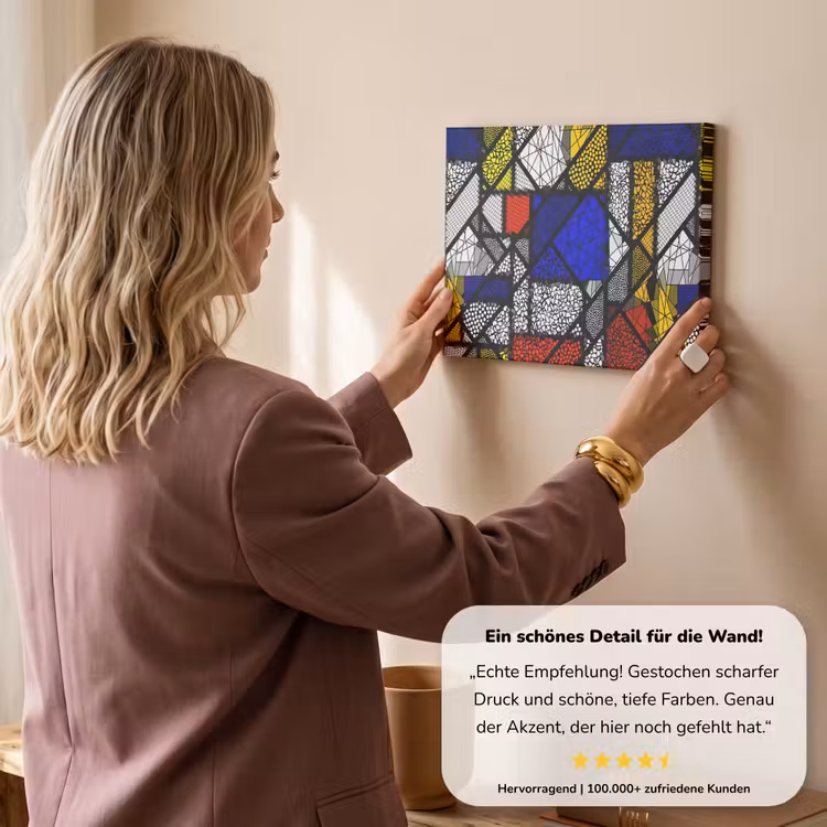 Mondriaan - Glas in lood - Oude Meesters - Kunstwerk - Abstract - Schilderij canvas 2cm klein -Xsfeer7_DE