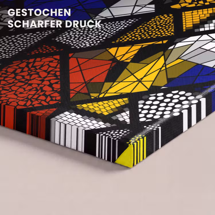 Mondriaan - Glas in lood - Oude Meesters - Kunstwerk - Abstract - Schilderij canvas 2cm klein -closeup_print_DE
