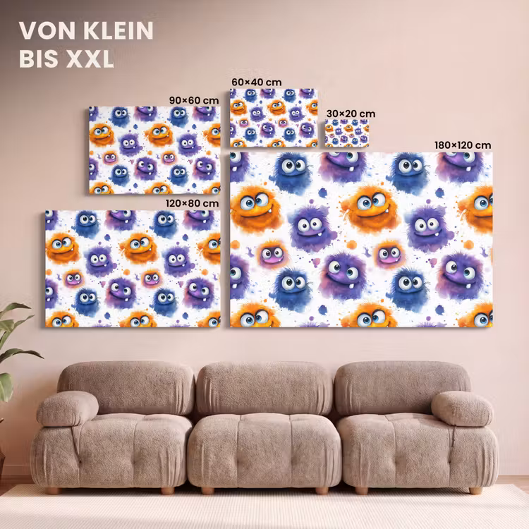 Monstertjes - Aquarel - Kleurrijk canvas 2cm klein 34 -Xsfeer8_DE