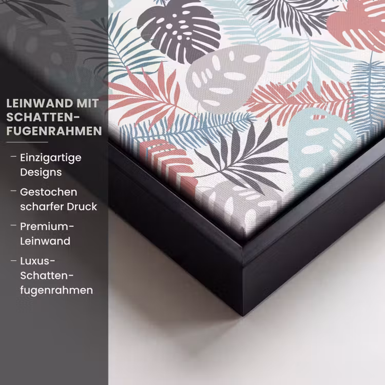 Monstera - Pastel - Bladeren - Tropical Canvas met baklijst klein -uniquesellingpoint_productkenmerken_DE