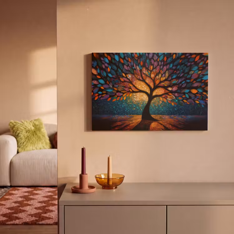 Mozaïek - Kleurrijk - Boom - Takken canvas 2cm klein -sfeer1