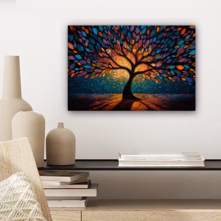 Mozaïek - Kleurrijk - Boom - Takken canvas 2cm klein -sfeer6