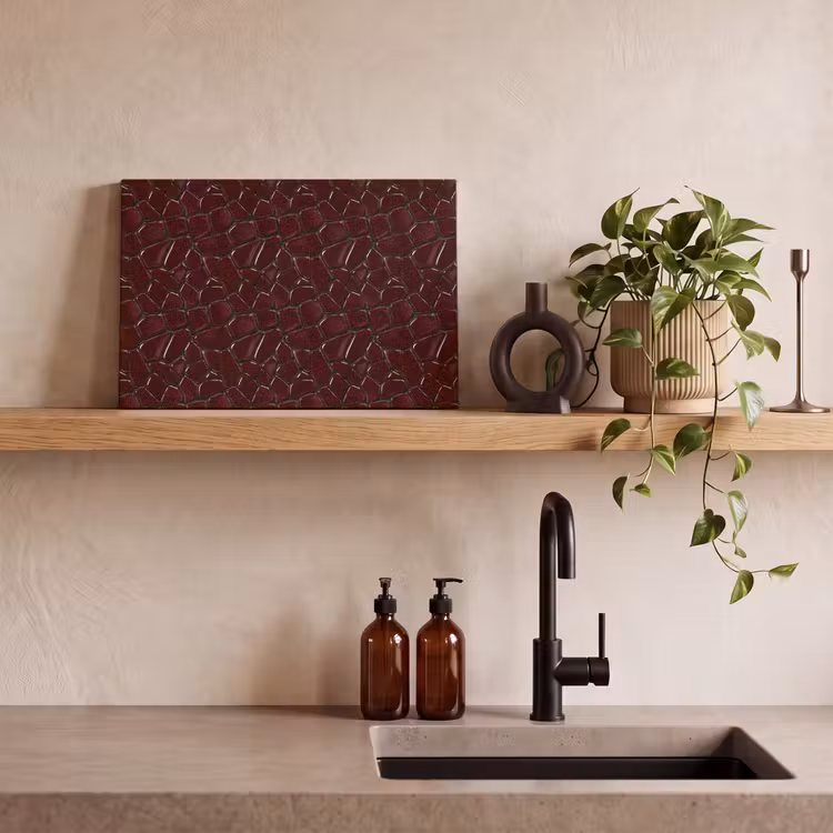 Mozaïek - Tegel - Bordeauxrood canvas 2cm klein 34 -sfeer3