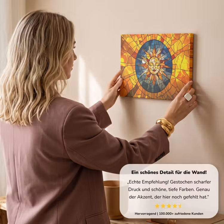 Mozaïek - Zon - Geel - Cirkel canvas 2cm klein -sfeer3