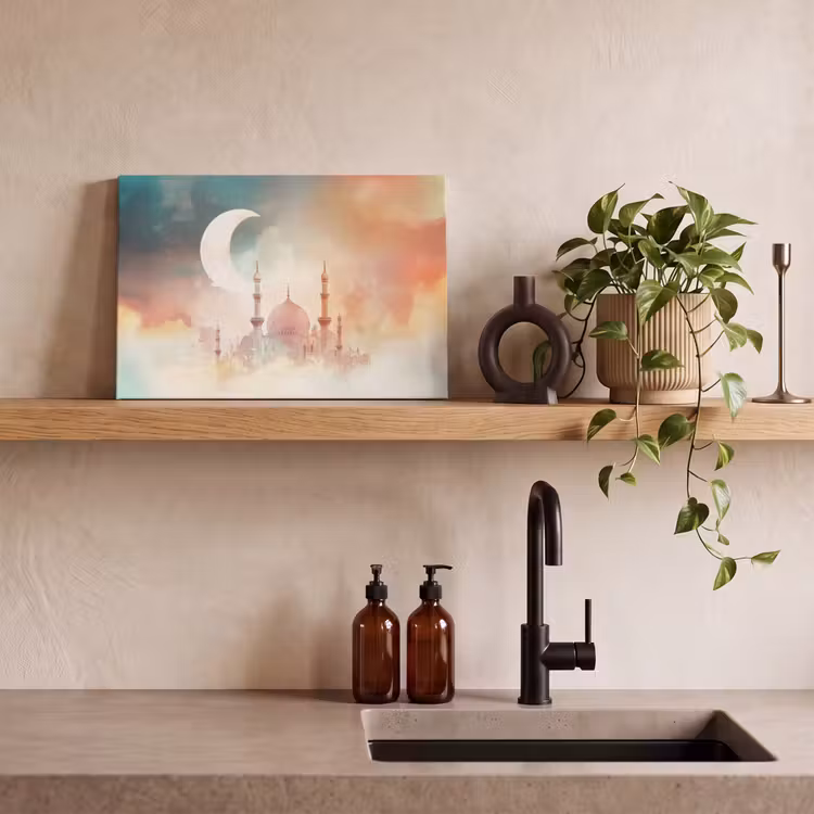 Moskee - Kleurrijke wolken - Arabisch - Ramadan - Islamitische canvas 2cm klein -sfeer3