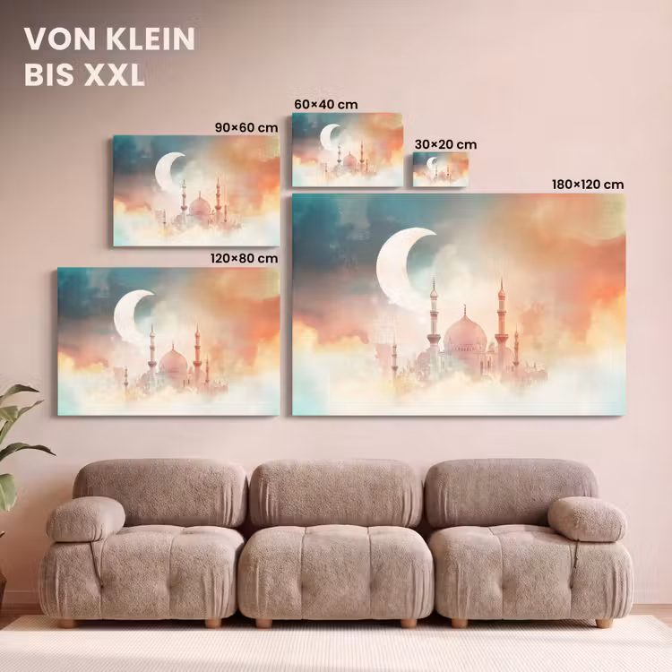 Moskee - Kleurrijke wolken - Arabisch - Ramadan - Islamitische canvas 2cm klein -Xsfeer8_DE
