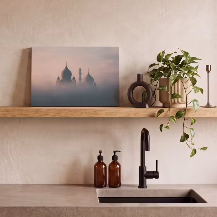 Moskee - Minaretten - Roze mist canvas 2cm klein -sfeer6