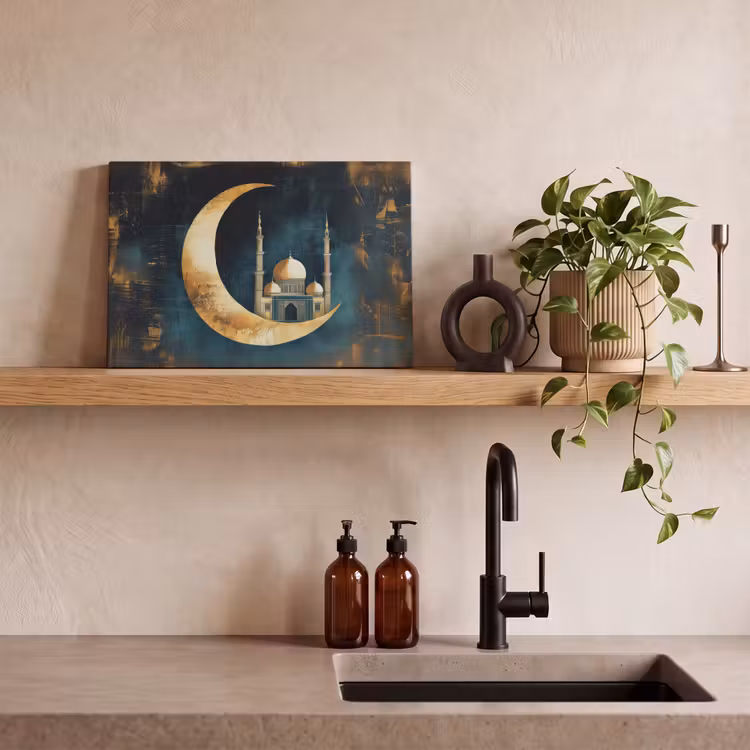 Moskee - Halve maan - Goud - Ramadan - Islamitische canvas 2cm klein -sfeer6