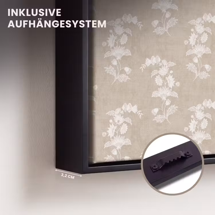 Motief - Beige - Linnen Canvas met baklijst klein 1125 -closeup_ophangsysteem_DE