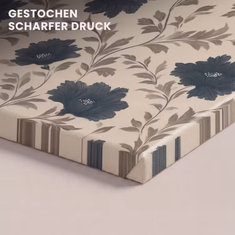 Motief - Bloemen - Zwart - Beige canvas 2cm klein 34 -closeup_print_DE